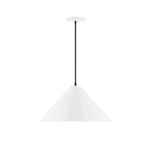 Montclair Light Works PEB423-44-C01-L13 - 18" Axis Cone LED Pendant, brown and ivory houndstooth fabric cord with canopy, White