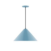 Montclair Light Works PEB423-54-C16-L13 - 18" Axis Cone LED Pendant, navy mini tweed fabric cord with canopy, Light Blue