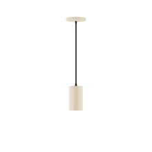 Montclair Light Works PEB425-16-C01-L10 - 3.5" x 6" Axis Mini Cylinder LED Pendant, brown and ivory houndstooth fabric cord with canop