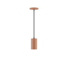 Montclair Light Works PEB425-19-C01-L10 - 3.5" x 6" Axis Mini Cylinder LED Pendant, brown and ivory houndstooth fabric cord with canop