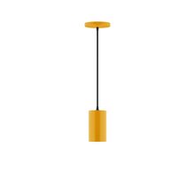 Montclair Light Works PEB425-21-C27-L10 - 3.5" x 6" Axis Mini Cylinder LED Pendant, neutral argyle fabric cord with canopy, Bright Yel