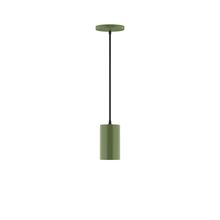 Montclair Light Works PEB425-22-C16-L10 - 3.5" x 6" Axis Mini Cylinder LED Pendant, navy mini tweed fabric cord with canopy, Fern Gree