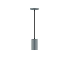 Montclair Light Works PEB425-40-C27-L10 - 3.5" x 6" Axis Mini Cylinder LED Pendant, neutral argyle fabric cord with canopy, Slate Gray