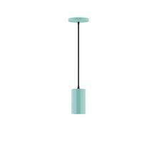 Montclair Light Works PEB425-48-C27-L10 - 3.5" x 6" Axis Mini Cylinder LED Pendant, neutral argyle fabric cord with canopy, Sea Green