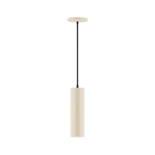 Montclair Light Works PEB426-16-C27-L10 - 3.5" x 12" Axis Mini Cylinder LED Pendant, neutral argyle fabric cord with canopy, Cream