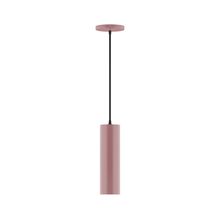 Montclair Light Works PEB426-20-C25-L10 - 3.5" x 12" Axis Mini Cylinder LED Pendant, polished copper fabric cord with canopy, Mauve