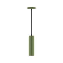 Montclair Light Works PEB426-22-C27-L10 - 3.5" x 12" Axis Mini Cylinder LED Pendant, neutral argyle fabric cord with canopy, Fern Gree