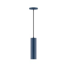 Montclair Light Works PEB426-50-C16-L10 - 3.5" x 12" Axis Mini Cylinder LED Pendant, navy mini tweed fabric cord with canopy, Navy