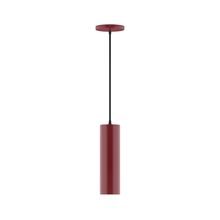 Montclair Light Works PEB426-55-C27-L10 - 3.5" x 12" Axis Mini Cylinder LED Pendant, neutral argyle fabric cord with canopy, Barn Red