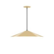 Montclair Light Works PEB429-17-C25-L10 - 24" Axis Shallow Cone LED Pendant, polished copper fabric cord with canopy, Ivory