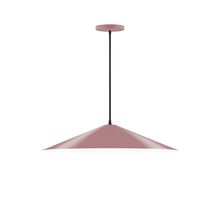 Montclair Light Works PEB429-20-C23-L10 - 24" Axis Shallow Cone LED Pendant, red and white zigzag fabric cord with canopy, Mauve