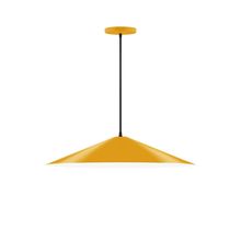 Montclair Light Works PEB429-21-C16-L10 - 24" Axis Shallow Cone LED Pendant, navy mini tweed fabric cord with canopy, Bright Yellow