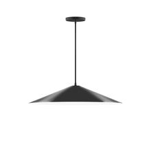 Montclair Light Works PEB429-41-C04-L10 - 24" Axis Shallow Cone LED Pendant, black and white houndstooth fabric cord with canopy, Black