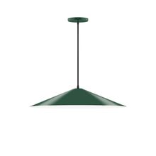 Montclair Light Works PEB429-42-C25-L10 - 24" Axis Shallow Cone LED Pendant, polished copper fabric cord with canopy, Forest Green