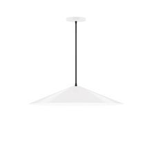 Montclair Light Works PEB429-44-C04-L10 - 24" Axis Shallow Cone LED Pendant, black and white houndstooth fabric cord with canopy, White