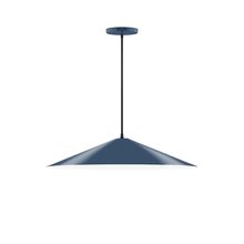 Montclair Light Works PEB429-50-C25-L10 - 24" Axis Shallow Cone LED Pendant, polished copper fabric cord with canopy, Navy