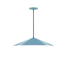 Montclair Light Works PEB429-54-C02-L10 - 24" Axis Shallow Cone LED Pendant, black fabric cord with canopy, Light Blue