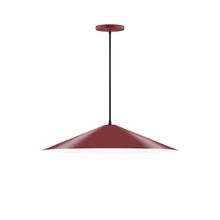 Montclair Light Works PEB429-55-C22-L10 - 24" Axis Shallow Cone LED Pendant, white and gray dot fabric cord with canopy, Barn Red