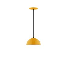 Montclair Light Works PEB431-21-C22-L10 - 8" Axis Mini Dome LED Pendant, white and gray dot fabric cord with canopy, Bright Yellow