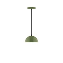 Montclair Light Works PEB431-22-C02-L10 - 8" Axis Mini Dome LED Pendant, black fabric cord with canopy, Fern Green