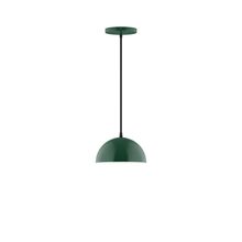 Montclair Light Works PEB431-42-C26-L10 - 8" Axis Mini Dome LED Pendant, ivory fabric cord with canopy, Forest Green