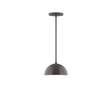 Montclair Light Works PEB431-51-C22-L10 - 8" Axis Mini Dome LED Pendant, white and gray dot fabric cord with canopy, Architectural Bronze