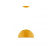 Montclair Light Works PEB432-21-C24-L12 - 12" Axis Dome LED Pendant, cool tweed fabric cord with canopy, Bright Yellow