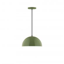 Montclair Light Works PEB432-22-C24-L12 - 12" Axis Dome LED Pendant, cool tweed fabric cord with canopy, Fern Green