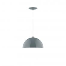 Montclair Light Works PEB432-40-C22-L12 - 12" Axis Dome LED Pendant, white and gray dot fabric cord with canopy, Slate Gray