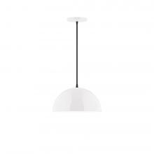 Montclair Light Works PEB432-44-C12-L12 - 12" Axis Dome LED Pendant, gray fabric cord with canopy, White