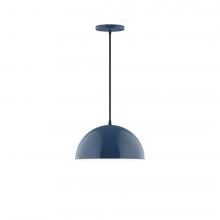 Montclair Light Works PEB432-50-C24-L12 - 12" Axis Dome LED Pendant, cool tweed fabric cord with canopy, Navy