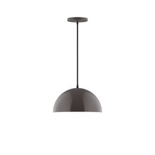 Montclair Light Works PEB432-51-C02-L12 - 12" Axis Dome LED Pendant, black fabric cord with canopy, Architectural Bronze