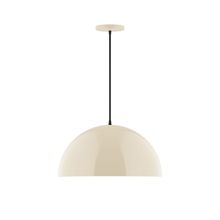 Montclair Light Works PEB433-16-C24-L13 - 18" Axis Dome LED Pendant, cool tweed fabric cord with canopy, Cream