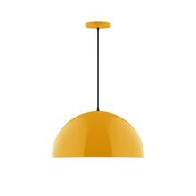 Montclair Light Works PEB433-21-C26-L13 - 18" Axis Dome LED Pendant, ivory fabric cord with canopy, Bright Yellow