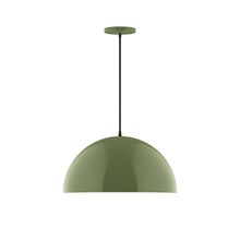 Montclair Light Works PEB433-22-C26-L13 - 18" Axis Dome LED Pendant, ivory fabric cord with canopy, Fern Green