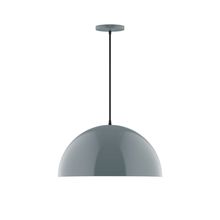 Montclair Light Works PEB433-40-C20-L13 - 18" Axis Dome LED Pendant, white fabric cord with canopy, Slate Gray