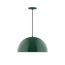 Montclair Light Works PEB433-42-C26-L13 - 18" Axis Dome LED Pendant, ivory fabric cord with canopy, Forest Green