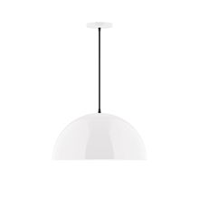 Montclair Light Works PEB433-44-C24-L13 - 18" Axis Dome LED Pendant, cool tweed fabric cord with canopy, White