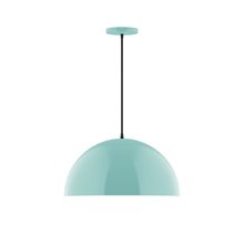 Montclair Light Works PEB433-48-C22-L13 - 18" Axis Dome LED Pendant, white and gray dot fabric cord with canopy, Sea Green