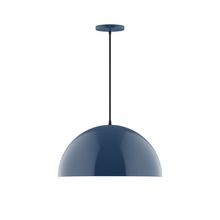 Montclair Light Works PEB433-50-C12-L13 - 18" Axis Dome LED Pendant, gray fabric cord with canopy, Navy