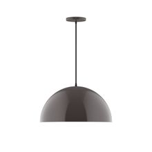 Montclair Light Works PEB433-51-C02-L13 - 18" Axis Dome LED Pendant, black fabric cord with canopy, Architectural Bronze