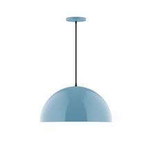 Montclair Light Works PEB433-54-C26-L13 - 18" Axis Dome LED Pendant, ivory fabric cord with canopy, Light Blue