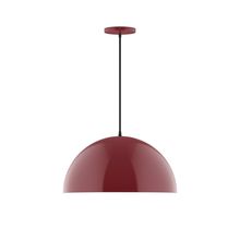 Montclair Light Works PEB433-55-C26-L13 - 18" Axis Dome LED Pendant, ivory fabric cord with canopy, Barn Red