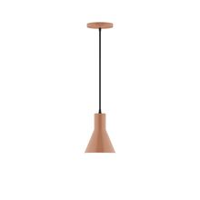 Montclair Light Works PEB436-19-C23-L10 - 6" Axis Flared Cone LED Pendant, red and white zigzag fabric cord with canopy, Terracotta