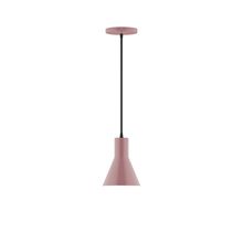 Montclair Light Works PEB436-20-C04-L10 - 6" Axis Flared Cone LED Pendant, black and white houndstooth fabric cord with canopy, Mauve