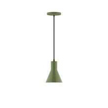 Montclair Light Works PEB436-22-C27-L10 - 6" Axis Flared Cone LED Pendant, neutral argyle fabric cord with canopy, Fern Green