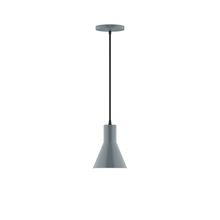 Montclair Light Works PEB436-40-C23-L10 - 6" Axis Flared Cone LED Pendant, red and white zigzag fabric cord with canopy, Slate Gray