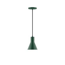 Montclair Light Works PEB436-42-C16-L10 - 6" Axis Flared Cone LED Pendant, navy mini tweed fabric cord with canopy, Forest Green