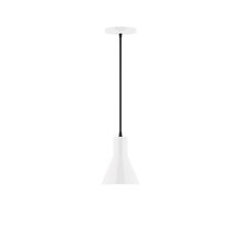 Montclair Light Works PEB436-44-C04-L10 - 6" Axis Flared Cone LED Pendant, black and white houndstooth fabric cord with canopy, White