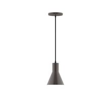 Montclair Light Works PEB436-51-C01-L10 - 6" Axis Flared Cone LED Pendant, brown and ivory houndstooth fabric cord with canopy